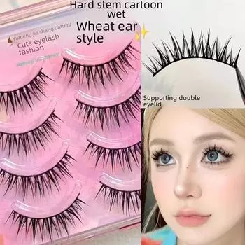 Menglash Natural One-Piece Густые ресницы для Барби - Фотогеничный мультяшный стиль мокрой пшеницы small glue + small tweezers