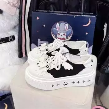 Mengmeng girl original Lolita canvas shoes big head shoes little rabbit new women s shoes spring and autumn thick sole versatile 35