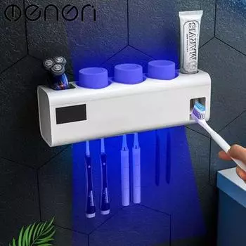 MENGNI УФ-держатель для зубных щеток, умный стерилизатор, чашка для чистки зубов, автоматическая соковыжималка для зубной пасты, диспенсер, стеллаж для хранения, набор для ванной комнаты