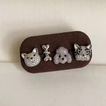Mengqu мультфильм изысканные вспышки щенок серьги гвоздики набор женский ниша уникальный изысканный личность мода универсальные серьги