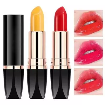 Меняющая цвет губная помада, водостойкая, увлажняющая, не вызывающая раздражения, нежная шелковистая текстура, красный вишневый каротиновый блеск для губ, косметические принадлежности красный