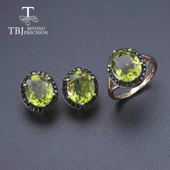 Меняющие цвет комплекты ювелирных изделий из зултанита, серебро 925 пробы, розовое золото, созданные серьги из диаспора, кольцо, драгоценный камень для женщин, подарок us ring size 7# коричневый