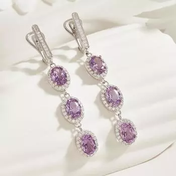 Меняющие цвет нанометровые длинные серьги Alexander, великолепный дизайн для женщин, подарки на юбилей, банкет, серебро 925 пробы L фиолетовый