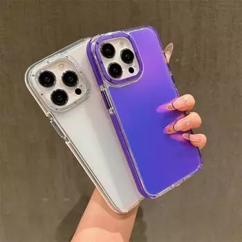 Меняющий цвет акриловый чехол-бампер из ТПУ с защитой от падения для iPhone 15 14 13pro 11 12 14pro 15pro max Прозрачный чехол iPhone 11 белый