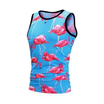 Mens 3d Graphic Printed Tank Top Gym Fitness Summer Tshirt Vest Sleeveless Tees Blue&Pink,L