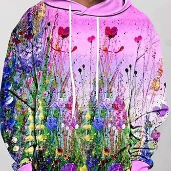 Мужская 3D масляная живопись принт капюшон толстовка полиэстер ткань принт дизайн спортивный стиль топы осень-зима свободные толстовки мужские S