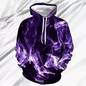 Мужская толстовка с капюшоном с 3D-принтом — стильная городская уличная одежда с удобными длинными рукавами — идеально подходит для спорта и отдыха в осенне-зимнюю погоду S