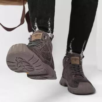 Mens Boots Winter Shoes Mans Footwear Outdoor Ankle Boots Botas Hombre Winter Boots Work Walking Mountaineering Travel Sneakers 38 бежевый