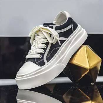 Mens Casual Shoes Fashion and Comfortable Anti Slip 2025 New Man Snekaers Canvas Outdoor Wear-resistant Four Seasons Lightweight 39 чёрный