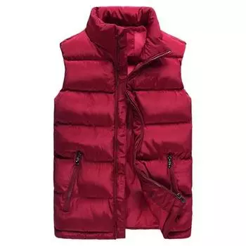 Mens Down Winter Quilted Vest Body Warmer Warm Sleeveless Padded Jacket Coat New #2 Red,M