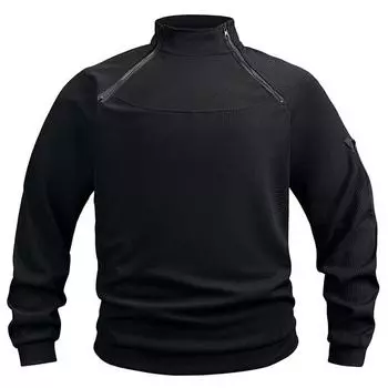 Mens Fleece Sweatshirt Military Casual Long Sleeve Knit Pullover Loose Windproof Workout XL чёрный