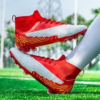 Mens Football Shoes Outdoor Sport Training shose Non-Slip lightweight Football Sneakers Comfortable Breathable Turf Soccer Boots 39 красный