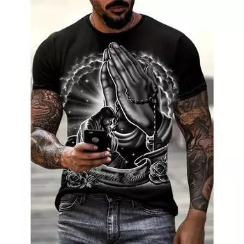 Мужская повседневная футболка с круглым вырезом и графическим принтом, короткий рукав, сплошной 3D-принт, можно стирать в стиральной машине, стандартный крой для летней домашней одежды и пижамного верха S