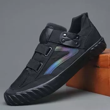 Mens High-top Canvas Shoes Men 2024 New Spring Autumn Top Fashion Sneakers Lace-up High Style Solid Colors Man Black Shoes665 6 чёрный