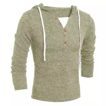 Mens Hooded Knit Sweater Coat Men Clothes Slim Fit Pullovers Sweater XS чёрный