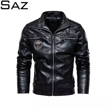 Мужские кожаные куртки Повседневная куртка Байкерские кожаные пальто Европейская ветровка Кожаная куртка XXL верблюд