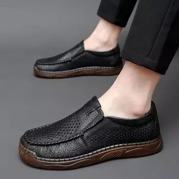Mens Loafers Casual Leather Flats Breathable Slip on Shoes Male Work Office Driving Footwear Sneakers Comfortable Mens Loafers 38