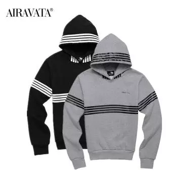 Mens Long Sleeve Pullover Hoodie Sweatshirts Stitching Striped Hoodies Tops S чёрный