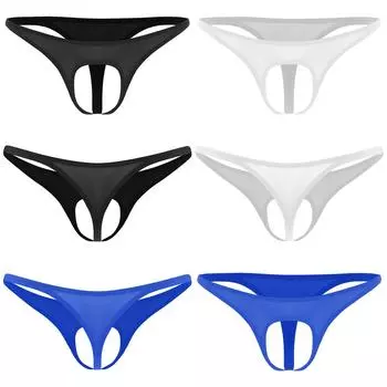 Mens Low Rise Lingerie Thong Open Front Pouch Design Bold Ring Accent Jockstrap Underwear S
