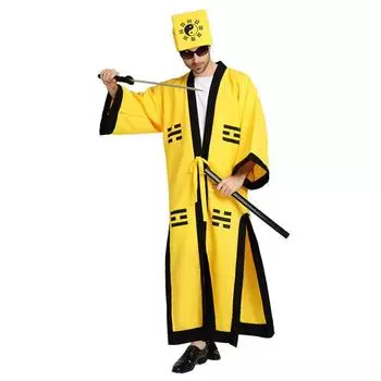 Mens Mystical Costume Featuring A Polyester Taoist Robe And Spooky Hat Halloween For