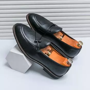 Mens Original Design Fashion Italy Style Loafers Luxury Business Shoes Formal Dress Slip-On Driving Shoes Party Office Pea Shoes 38 чёрный