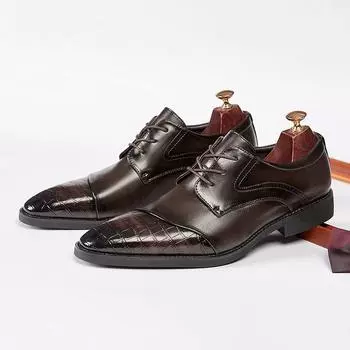 Mens Oxford Men Leather Dress Shoes Fashion Business Men Shoes Men Dress Pointed Shoes Wedding shoes Zapatos Hombre 38 чёрный