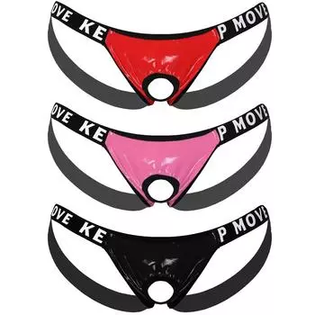 Мужской лаковый джокстрап с дизайном мешочка для выпуклости, Т-образные трусы с широким поясом M