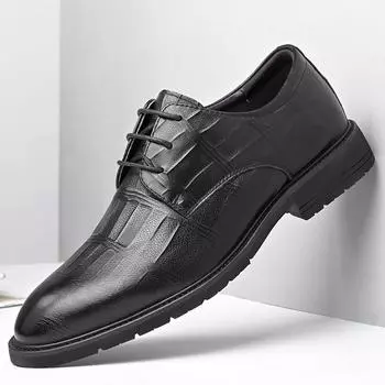 mens patent leather shoes outdoor lace up oxfords men dress shoes Pointed toe wedding Business party shoes men footwear 6.5 чёрный