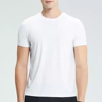 Мужская беговая футболка, дышащая тренировочная толстовка для тренировок на открытом воздухе, мужская облегающая футболка с коротким рукавом, спортивная толстовка, эластичная M белый