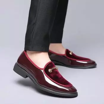 Mens Shiny Loafers Casual Business Shoes Footwear Men Fashion comfortable Sneakers Slip-On Dress Shoes for Man Plus Size 38-48 38 чёрный