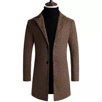 Mens Slim Trench Coat Long Single Breasted Overcoat Lapel Jacket Outwear Parka Coffee,XL