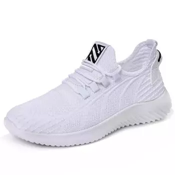 Mens Sneakers Shoes Summer Mesh Breathable Trainers Man Casual Sports Jogging Shoes For Man Lace up Sneakers Male White Shoes CN 39 чёрный