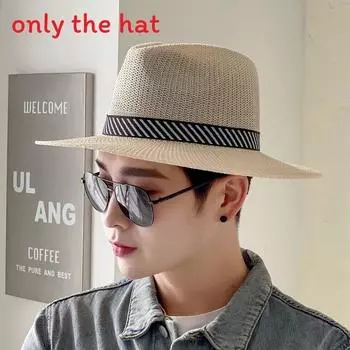 Mens Straw Summer Sunscreen Hat With Breathable Design And Decoration Striped