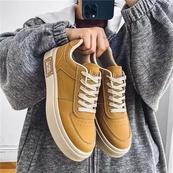 Mens Teens Thick Sole Canvas Shoes Solid Color Comfortable Platform Sneakers Trendy Casual High Top Shoes for Boys Young Men 39 зелёный