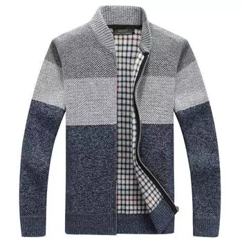 Mens Up Zip Cardigan Sweater Shawl Knitted Jumper Coat Jacket Warm Knitwear Tops Blue,M