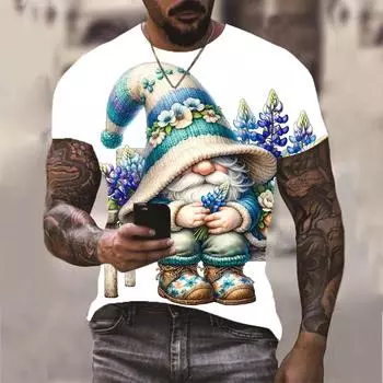 Mens Vibrant Scenic Print T-Shirt - Soft Polyester Crew Neck Tee with Slight Stretch, Machine Washable, All-Season Basics for Outdoor S