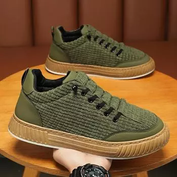 Mens Vulcanize Shoes Light Luxury Men Chunky Sneakers 2024 Fashion Designer Brand Shoe Solid Color Male Green Casual Board Shoes 39 зелёный