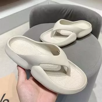 Мужские и женские повседневные легкие нескользящие тапочки с открытым носком, обувь для внутреннего и уличного душа, пляжные тапочки, мужские сандалии Eva, пара шлепанцев 35/36 бежевый