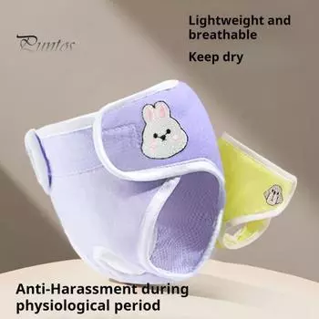Менструальные штаны для домашних животных, физиологические шорты для женщин и собак, дышащие хлопковые гигиенические трусики для домашних животных, нижнее белье для собак с мультяшным рисунком L фиолетовый