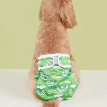 Менструальные штаны для домашних животных, подгузники для собак, гигиенические трусики, физиологические шорты, дышащее нижнее белье с радужным принтом для маленьких и средних собак M зелёный