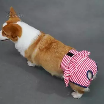 Менструальные штаны для собак. Гигиенические штаны для собак. Трусики для собак. Дышащий узор в полоску. Предотвращает загрязнение. Подгузники для собак. 3XL серый