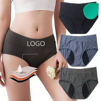 Менструальные трусики с защитой от протекания, удобные для кожи, четырехслойное женское менструальное нижнее белье, трусики XS чёрный