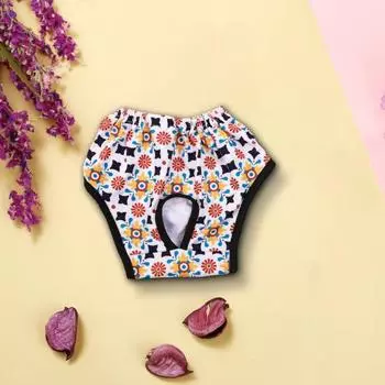 Менструальные трусы для собак Подгузники для собак Трусы Эластичность Нижнее белье для щенков Полотенце для домашних животных Менструальные трусы Предотвращают тепловозбудимость у собак мужского пола Недержание мочи Мультфильм XL белый