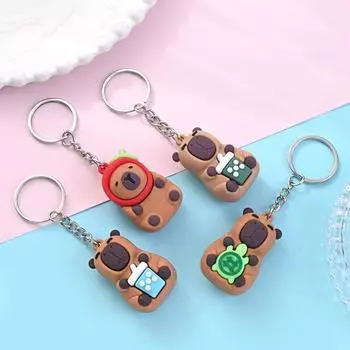 Mental Capybara Key Ring Turtle Animal Pendant Bag Accessories Cartoon Keychain Kids style1