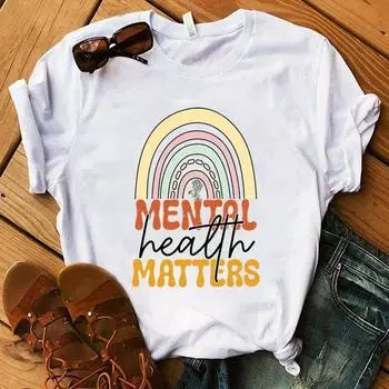 Mental Health Matters Футболка Мужская Женская Футболка Косплей Одежда Уличная Футболка Топы Больших Размеров M чёрный