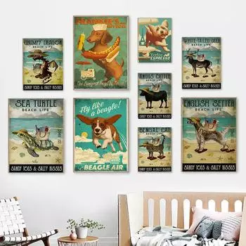 Ментальный черный постер с животными, песчаные пальцы, соленые поцелуи, принт, винтажный забавный холст для ванной комнаты, картина для гостиной, украшение для дома 21*30cm