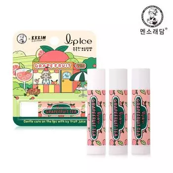 Mentholatum KKKIM бальзам для губ lip ice 3,5 г увлажнение/уход, грейпфрутовый чай, 3 упаковки