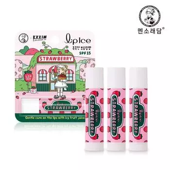 Mentholatum KKKIM Lip Ice Бальзам для губ 3,5 г Увлажнение/Уход, Клубника, 3 шт.