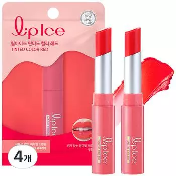 Mentholatum Lip Ice Tinted Color Lip Balm Red, 4 pieces, 2g