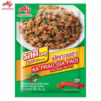 Меню Ajinomoto RosDee, Тайское жаркое с базиликом (Ка Прао), Насыщенный вкус в одном, 50 г 1 шт/3 шт/10 шт - Тайский 50 g x 3 pcs